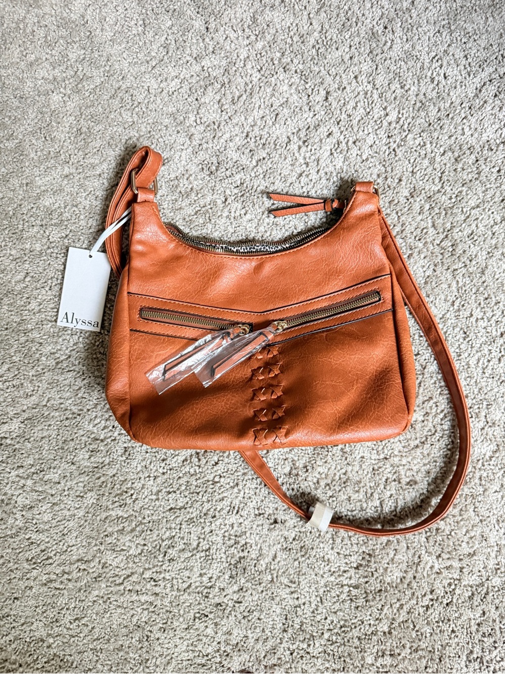 Alyssa Orange Leather Crossbody Bag - Casual Everyday Shoulder Purse